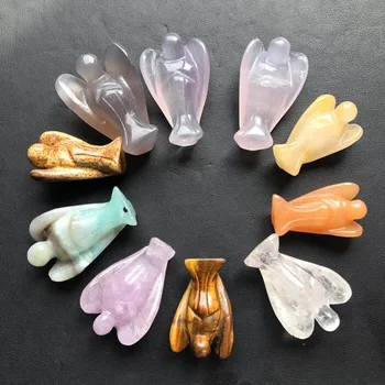 

10 pcs Healing spirit natural gemstones carved crystal angel figurine craft for chakra decoration Free shipping JM