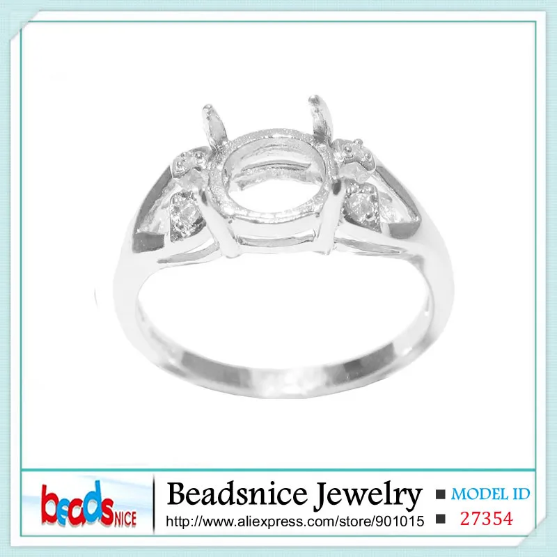 Beadsnice Sterling Silver 925 Rings Fine Jewelry Round Accessories Diy Semi Mount Gem Ring Setting Diamond Wedding Ring 2