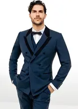 Latest Coat Pant Designs Navy Blue Trim Men Suit Slim Fit 3 Piece Skinny Groom Tuxedo Custom Prom Fashion Blazer Terno Masculino