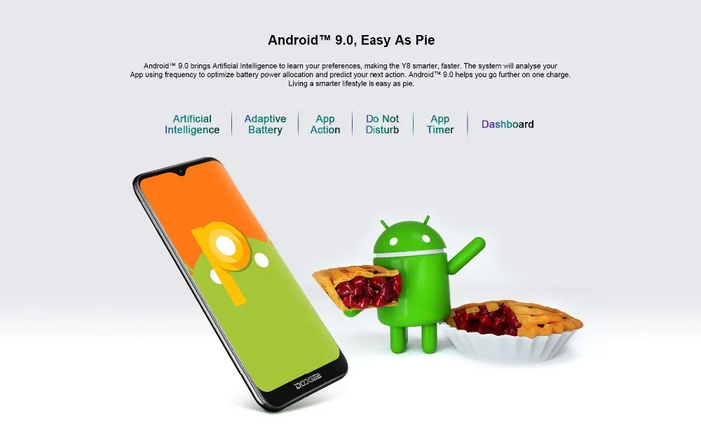 Doogee Y8 Android 9,0 экран капли воды смартфон градиент задняя крышка 3+ 32 ГБ 3400 мАч 4G ПУСТЬ 19:9 6," HD мобильные телефоны