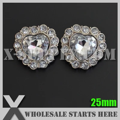 

Free Shipping 25mm Heart Shape Acrylic Rhinestone Button for Flower Center with #2 Clear, RB1013-25-2
