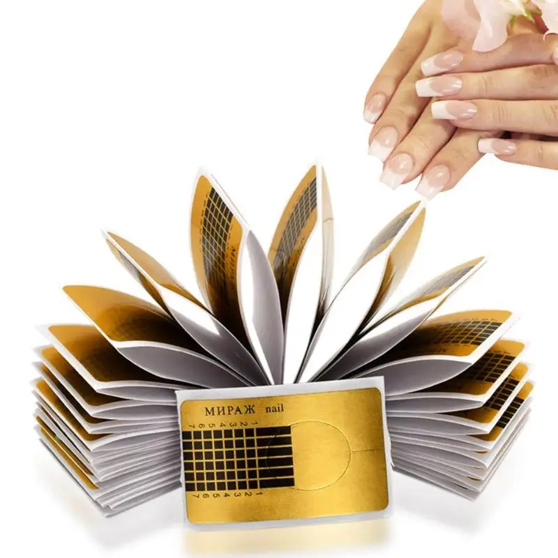 Профессиональная Золотая форма для ногтей для акрилового УФ-геля для дизайна ногтей наконечник для наращивания ногтей Наклейка направляющая форма инструмент для маникюра ногтей