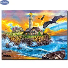 Маяк алмазная живопись, фото на заказ, Алмазная мозаика diy 5d алмазная вышивка "Морские Пейзажи" изображение горного хрусталя Декор