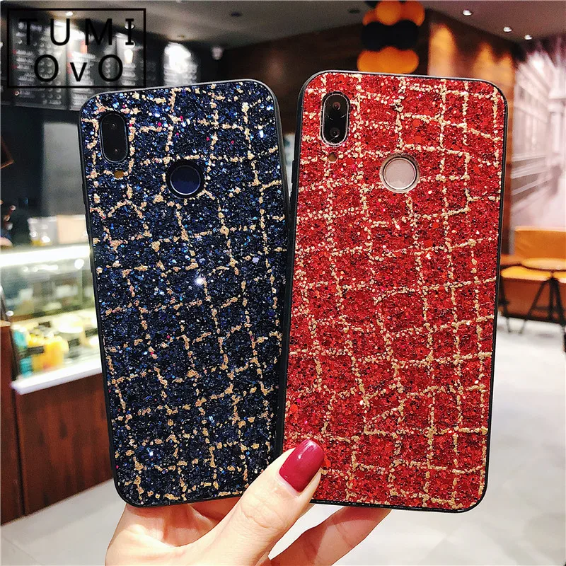 

Fashion Bling Glitter Powder Grid Case For Huawei Mate 20 10 9 Pro Y5 Y6 Y7 Prime Y9 2018 Honor 7A 7C 8X Nova 3 P20 Lite Cover