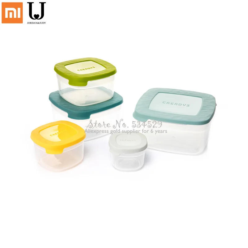 

Xiaomi 5pcs/set Transparent Sealed Storage Box Heat- Resistant Silicone Food Container Fruit Organizer Kitchen Accessories