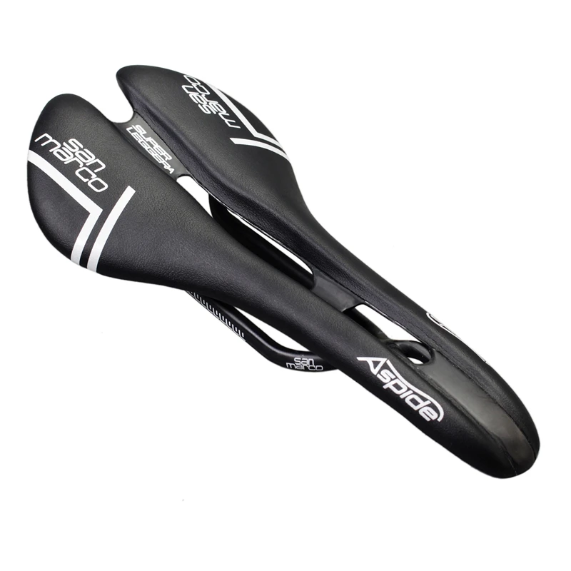 

Aspide Road Bike Saddle Carbon White Black Fiber + Leather Bike Bicycle Seat Saddle Cushion Bow Rail 110-120g