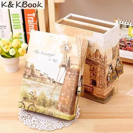 

K&KBOOK Cute Creative Diary Notebook with Lock in Gift Box Personal Journal Thick Notepad Note Book Office School Notebooks