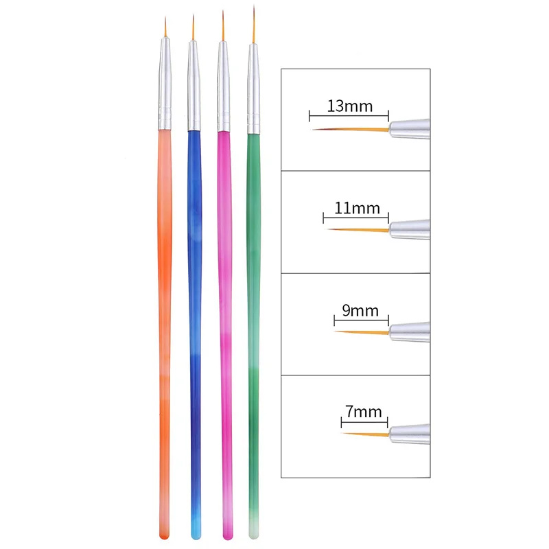 4 шт./компл. ногтей кисть для рисования живопись из линий цветок пера смешанный Размеры щетка Пластик Ручка DIY Инструменты для дизайна ногтей