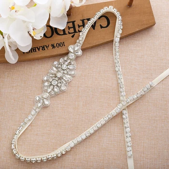

Silver Crystal Bridal Sash Rhinestone Flower Wedding Belt Bridal Belt For Bridal Dresses A192S