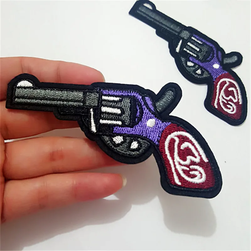 2Pcs Gun Pistol Embroidered Patch for Clothing Iron Sewing Applique