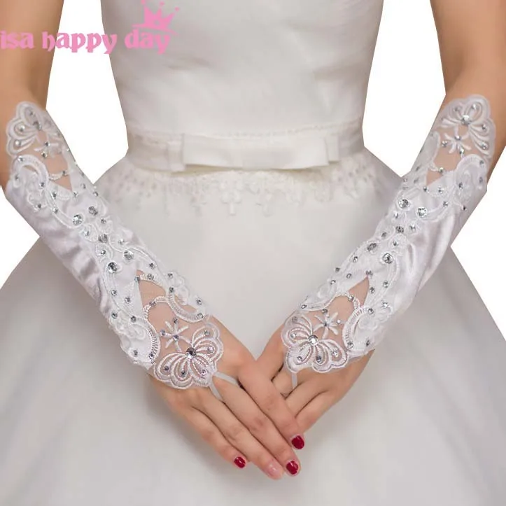 Невесты женщин новые свадебные перчатки Ганц Mariage дешевые средней длины без