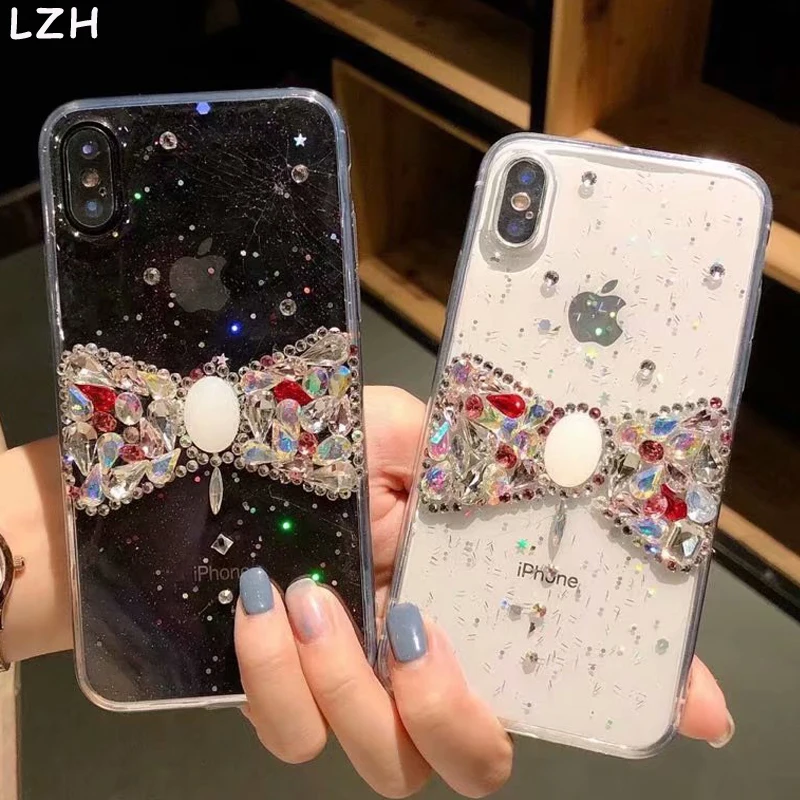 Модный чехол со стразами и бриллиантами для телефона Apple iPhone XR XS X 6 6S 7 8 Plus красивый