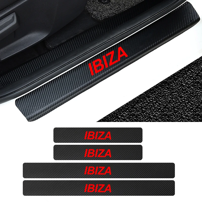 

4pcs /set Car sticker Carbon fiber Side Door Scuff Plate Door Sill Car-Styling For Seat Leon Ibiza cupra Altea Car accessories