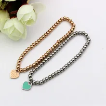 "New York Forever Love" штамп из нержавеющей стали, браслет из бисера для женщин, розовое сердце, шарм, растягивающийся браслет K0009