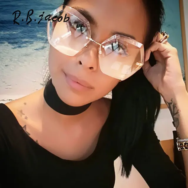 2017 new style rimless sunglasses women special plus size eyeglasses plus size sunglasses