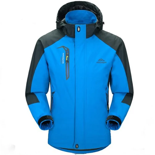 Jaqueta masculina зимняя куртка мужская армейская ветрозащитная с капюшоном дышащая мужская s куртки и пальто ветровка пальто размера плюс L-5XL - Цвет: Синий