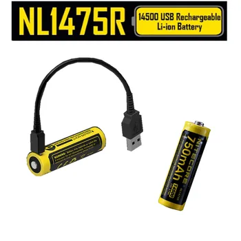 

2 pcs NITECORE NL1475R 750mAh Rechargeable Batteries built-in Micro-USB charge port 14500 battery 3.6V output 2A updated NL147