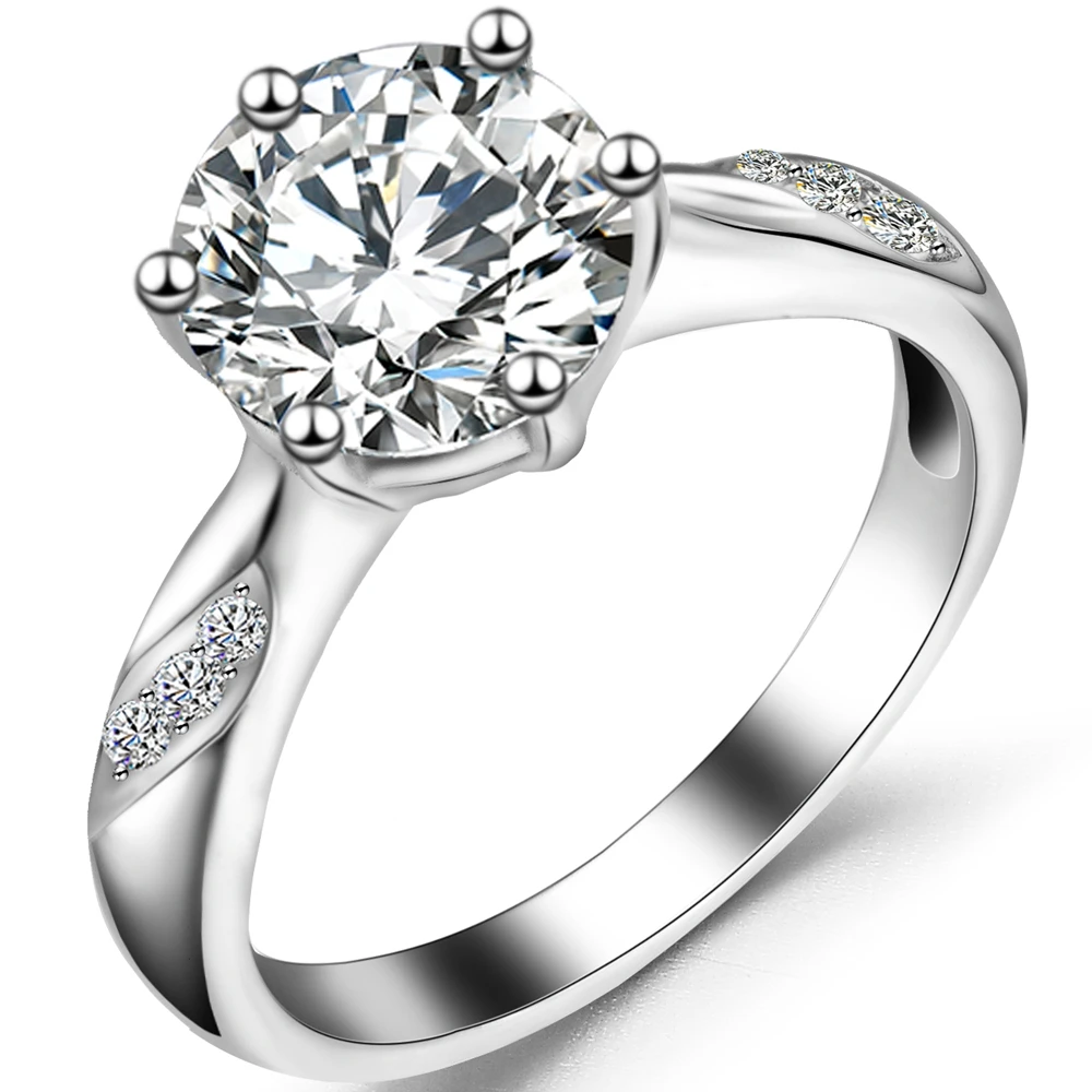 

Stainless Steel 3 Carat Cubic Zircon Simulated Diamond Wedding Solitaire Ring