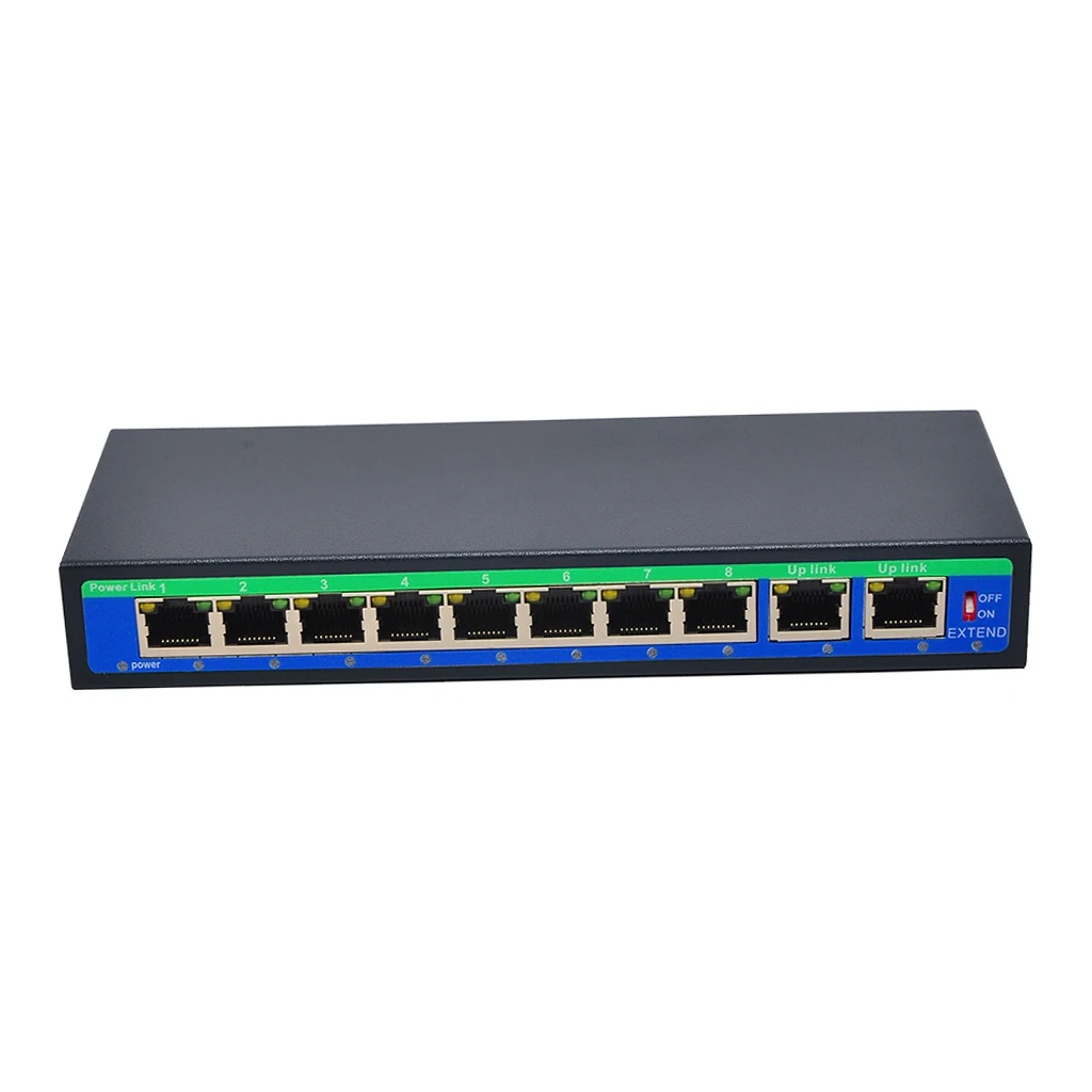  1 Uplink Power Over Ethernet Switch 4,5+/7,8- Support 12V 24V 48V 9 Port 10/100Mbps 8 POE Port