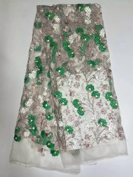 

African Lace Fabric Embroidered Nigerian Bridal Dress High Quality White French Tulle Material With Beads For Women