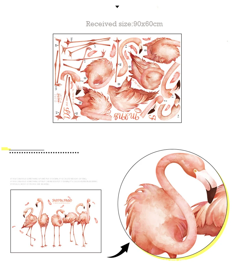 Милые розовые Фламинго наклейки на стену для детской комнаты девушки украшения в спальню DIY плакат мультфильм Животные обои наклейки художественная наклейка