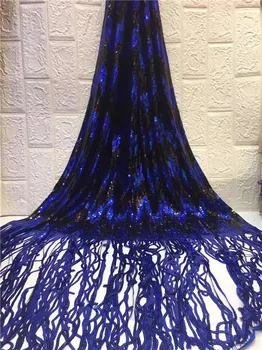 

2019 High Quality French Nigerian Sequins Net Lace,African Tulle Mesh Sequence Lace Fabric for Party Dress 5yards/lot(ZX-4-19
