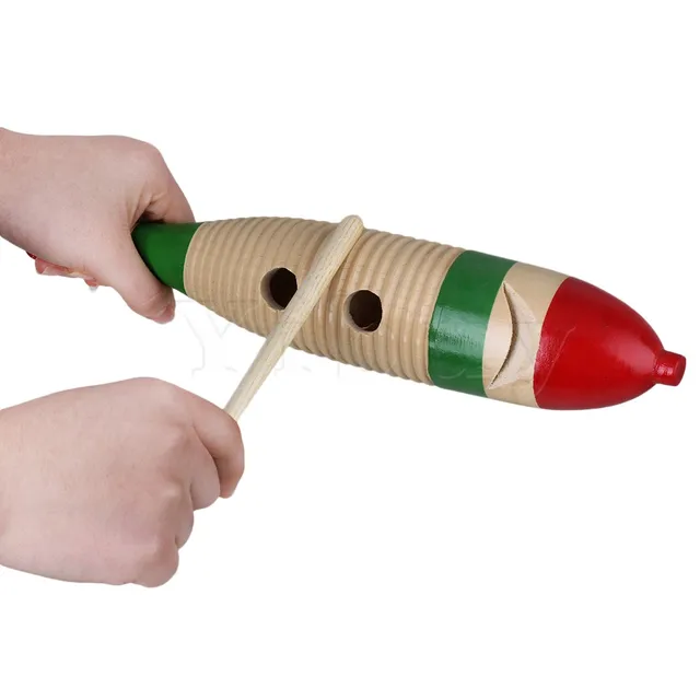 Yibuy Wooden Musical Fish Style Guiro Percussion Instrument w/ Scraper