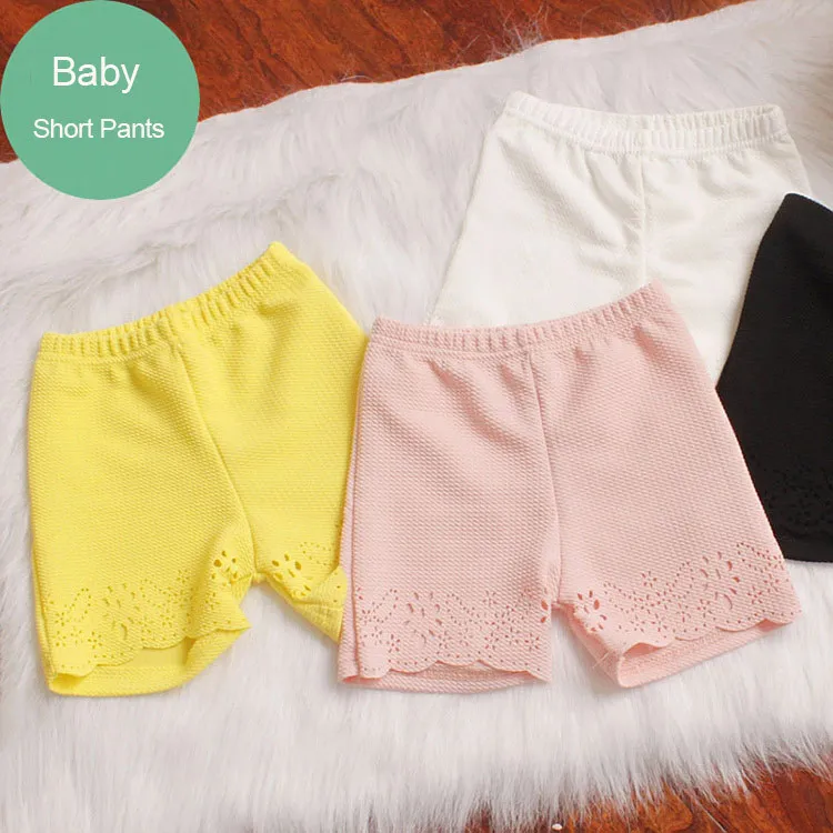 

New arriving summer style children girl cotton shorts baby girls safety short pants casual kids outerwear flower hole cutout