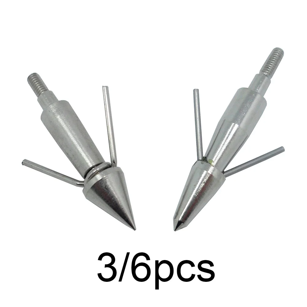 

3/6pcs Archery Bow Fishing Broadheads Hunting Arrow Heads Fish Tips Silver Color
