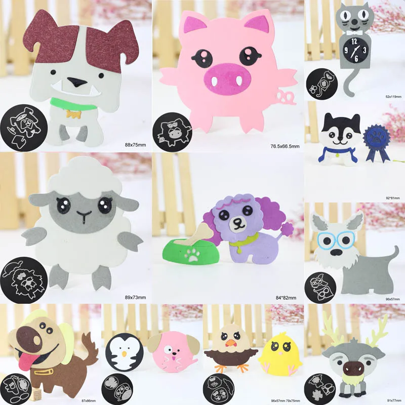 

DIY Decor Craft Scrapbooking Cartoon Animals Cutting Dies Stencils Dog Cat Chicken Sheep Embossing Paper Cards Template