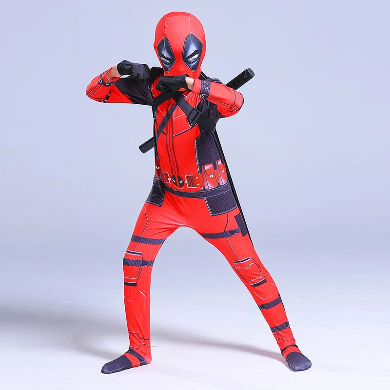 Superhero Deadpool Costume Halloween Costume for Kids Child Boys Zentai Cosplay Suit Carnival Avengers Clothing