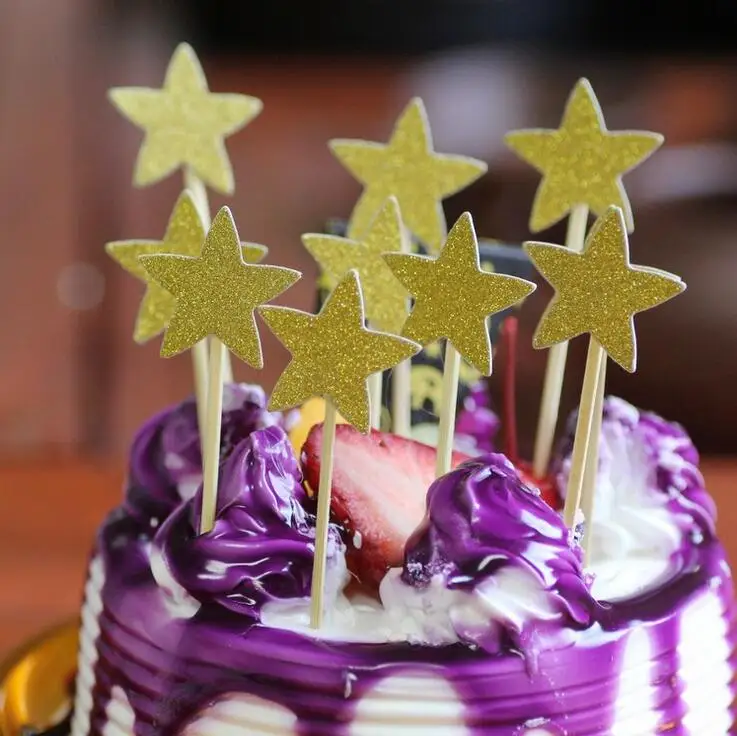 

festival supplies cake toppers glitter star paper cards banner for Cupcake Wrapper Baking Cup birthday party wedding Wh