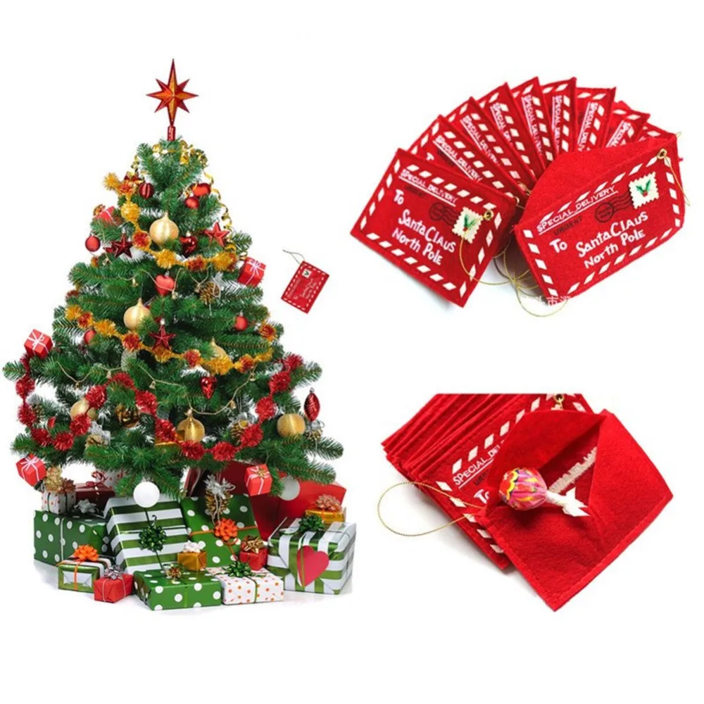 10pcs set Christmas Envelopes DIY Decoration Red Christmas Tree ornaments Envelope decorations Xmas DIY Decor Hot Hanging bags in Party DIY Decorations from