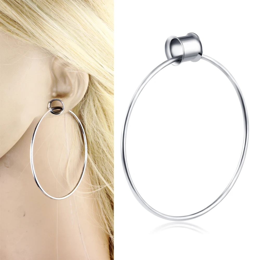 

TIANCIFBYJS Stainless Ear Tunnels Large Hoop Pendant Ear Plugs Expander Dangle Gauges Stretcher Piercing Body Jewelry Mix 6-16mm