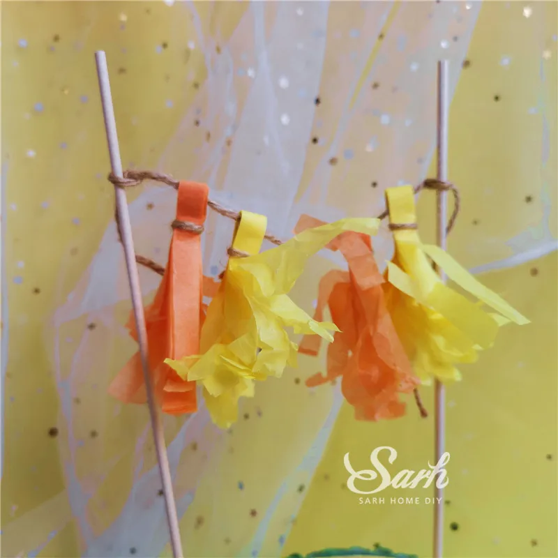 Orange yellow tassel Ins Лев кокосовые пальмы Торт Топперы на день рождения десерт украшения для мальчиков девочек день детей вечерние Suplies милые подарки - Цвет: Orange yellow tassel