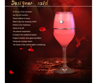 

Creative usb red wine glass humidifier led colorful atmosphere night light vehicle office dust air hydrator