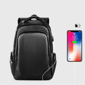 

Fashion Men Computer Backpack Schoolbags Waterproof School Backpacks Leather Male Mochila Fashion Travel Backpack USB Charge