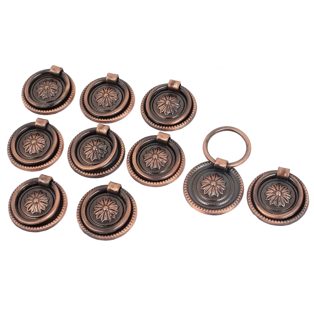 

HHTL-Cupboard Cabinet Drawer 30mm Dia Vintage Ring Pull Knob Handle 10 Pcs