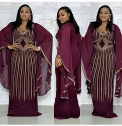 Large Size African Female Dresses New Rhinestone Pearl Decoration Chiffon Sleeves Street Wind 3 Color Elastic Fishtail Skirt Large Size African Female Dresses New Rhinestone Pearl Decoration Chiffon Sleeves Street Wind 3 Color Elastic Fishtail Skirt