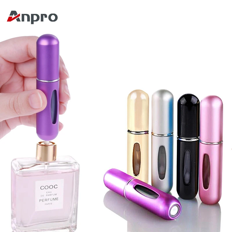 

Anpro 5ml Refillable Mini Perfume Spray Bottle Aluminum Spray Atomizer Portable Travel Cosmetic Container Perfume Bottle