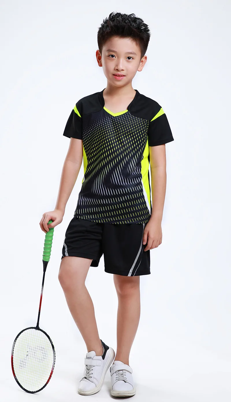Детская одежда для бадминтона с бесплатной печатью для мальчиков; Спортивный костюм для тенниса для девочек; Детский комплект для бадминтона; Детский Теннисный костюм; AF006