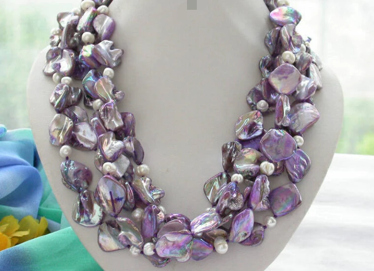 beautiful-5row-20-square-lavender-shell-round-pearl-necklace