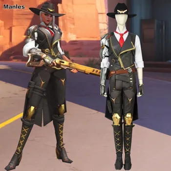

Ashe Elizabeth Caledonia Costume Cosplay Game Damage Hero Halloween Adult Women Vest Armor Hat Gloves Belt Boots Carnival Suit