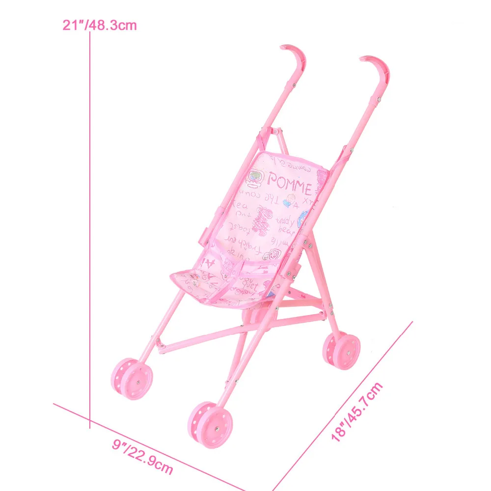 Детская коляска куклы аксессуары тележки розовые тележки Складное Сиденье с поворотными колесами и капюшоном подходит 12-1" Кукла