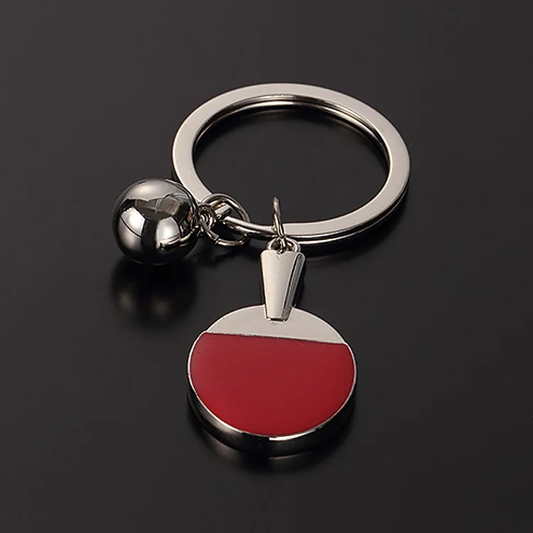 

Hot Sale Table Tennis Keychains Metal Key Chain Ping-Pong Key Ring Gift