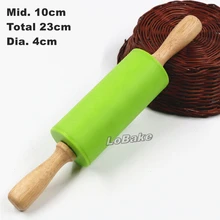 Мини 23 см длина 10 см Средний 4 см диаметр силиконовая Скалка с деревянной ручкой Тесто Пресс выпечка своими руками, торт инструменты для украшения