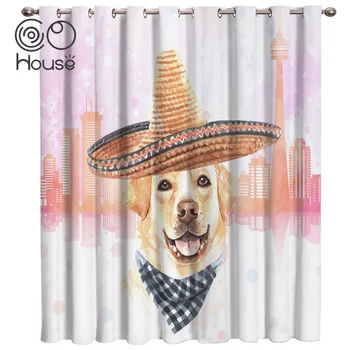 

COCOHouse Vancouver City Building Dog Golden Retriever Room Curtains Large Window Window Blinds Living Room Bathroom Curtain