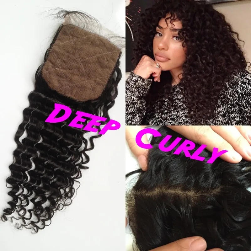 8A Peruvian Deep Wave Cheap Silk Base Closure,Natural Human Hair Silk