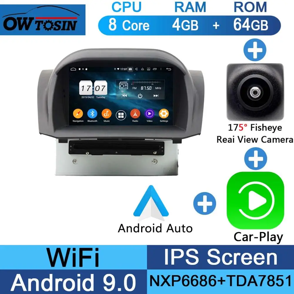 " ips 8 ядерный 4 Гб ram+ 64 Гб rom Android 9,0 автомобильный DVD радио gps для Ford Focus 2012 2013 DSP CarPlay Parrot BT - Color: Fisheye Carplay n A