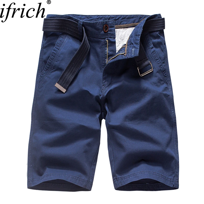 IFRICH повседневные Летние х/б мужские шорты до колена хлопчатобумажные брюки шорты винтажные повседневные мужские шорты-бермуды masculina с поясом